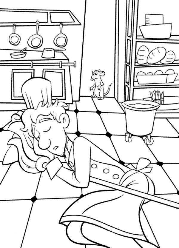 Linguini si addormenta in cucina disegni da colorare Ratatouille