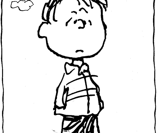 Linus pensieroso disegno da colorare gratis Charlie Brown Peanuts