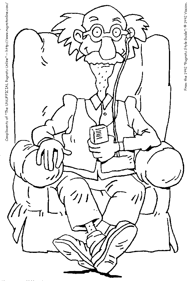 Louis Pickles il nonno de I Rugrats sulla poltrona disegno da colorare