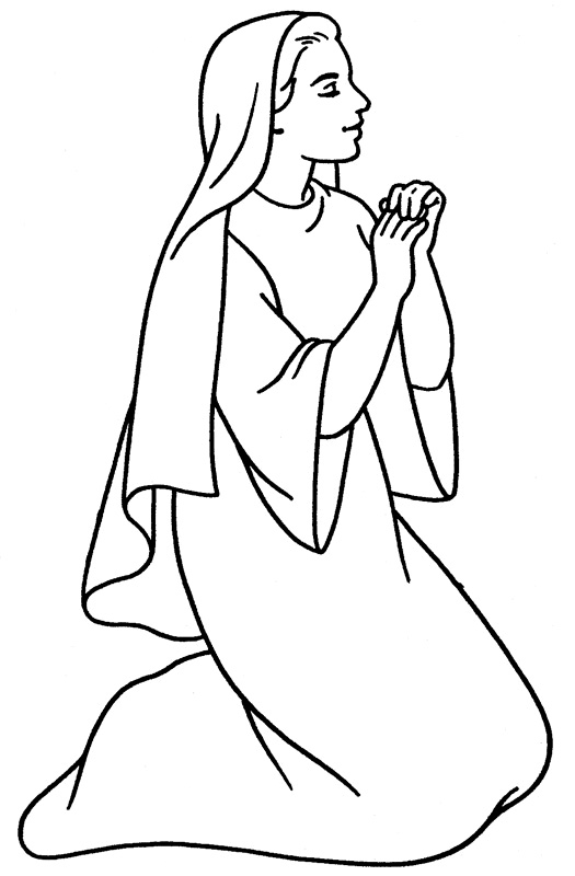 Madonna Maria che prega disegno da stampare e da colorare