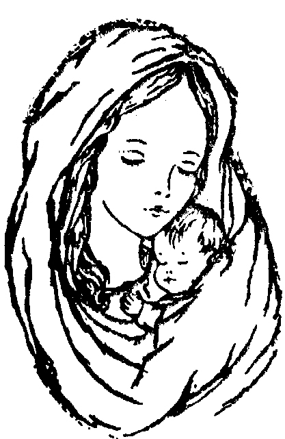 Madonna Maria con bambino Gesù disegno da colorare gratis