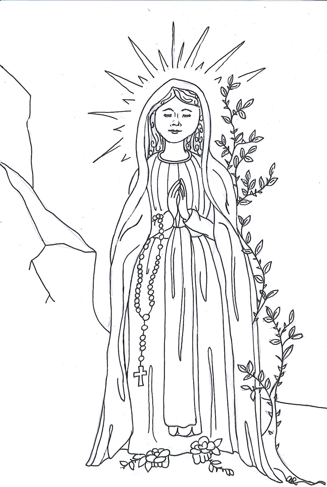 Madonna che prega disegni da colorare per bambini e ragazzi