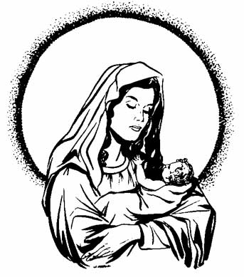 Madonna con aureola e bambino disegno da colorare