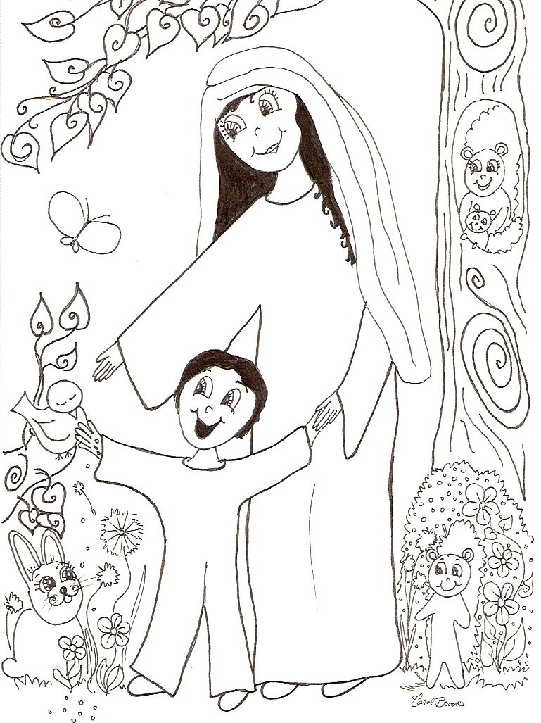 Madonna con cornice bimbi disegno da colorare