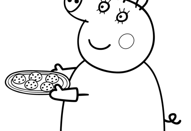 Mamma Pig con biscotti disegno da colorare gratis