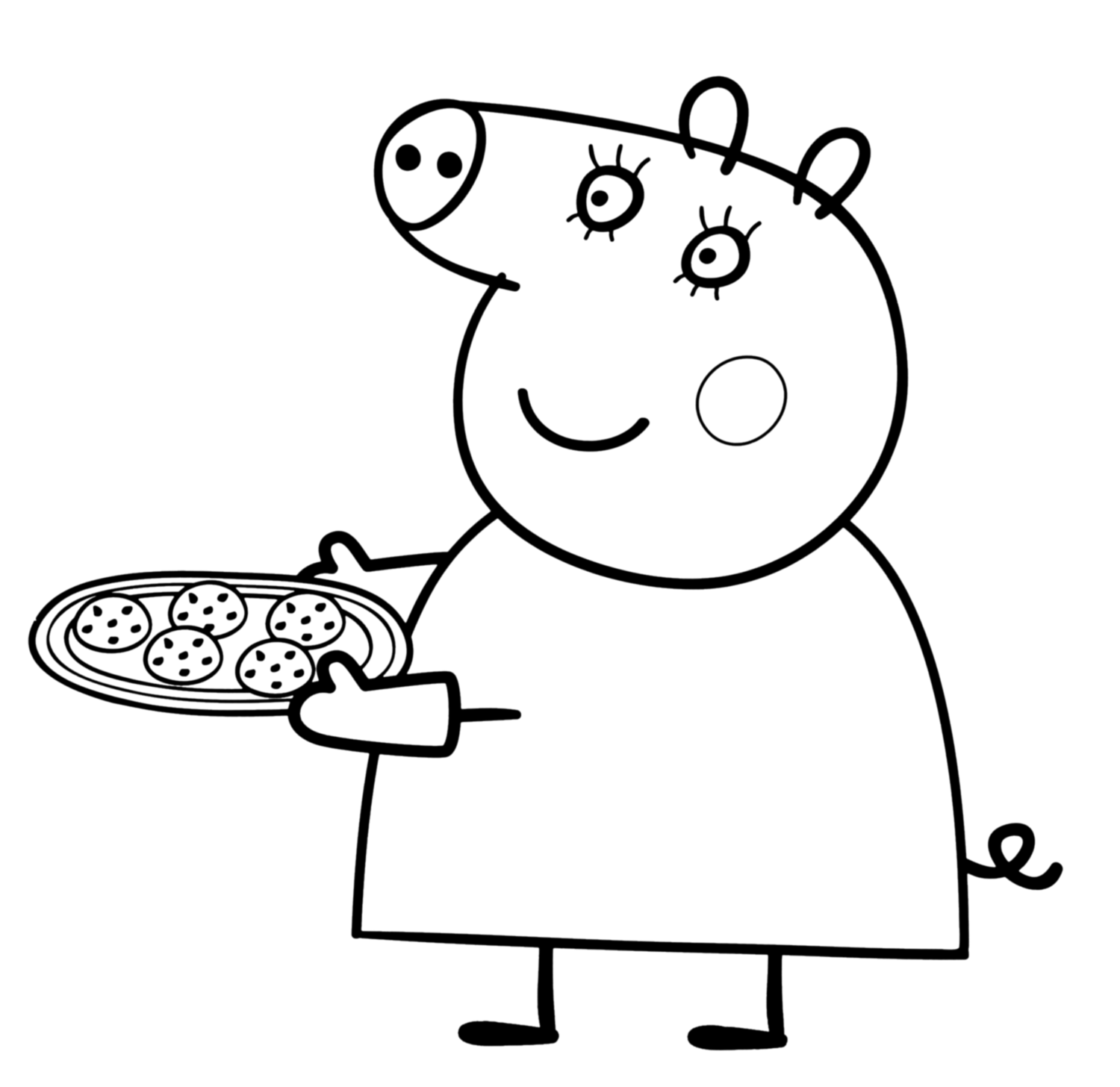 Mamma Pig con biscotti disegno da colorare gratis