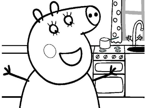 Mamma Pig in cucina disegno da colorare gratis