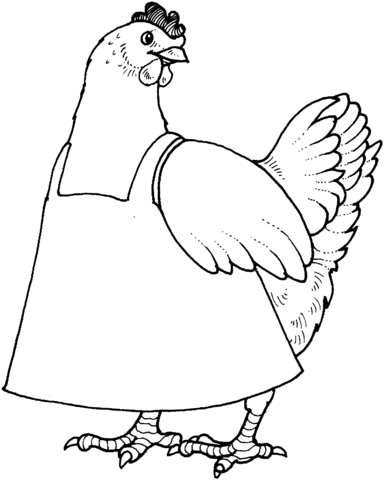 Mamma gallina col grembiule disegno da colorare