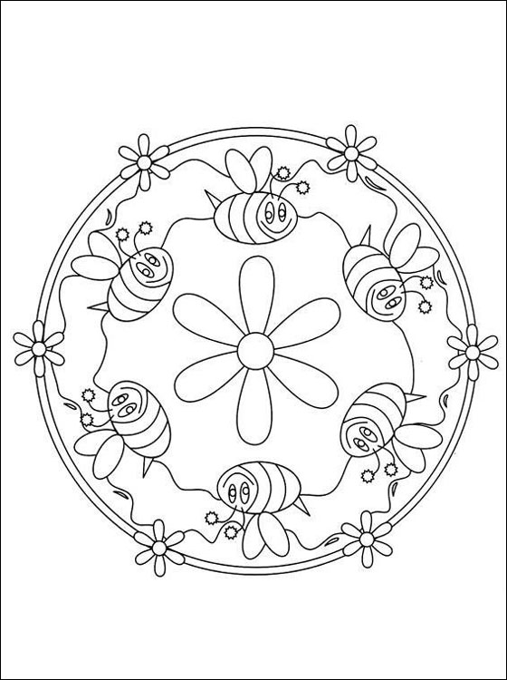 Mandala con le api disegno da colorare gratis