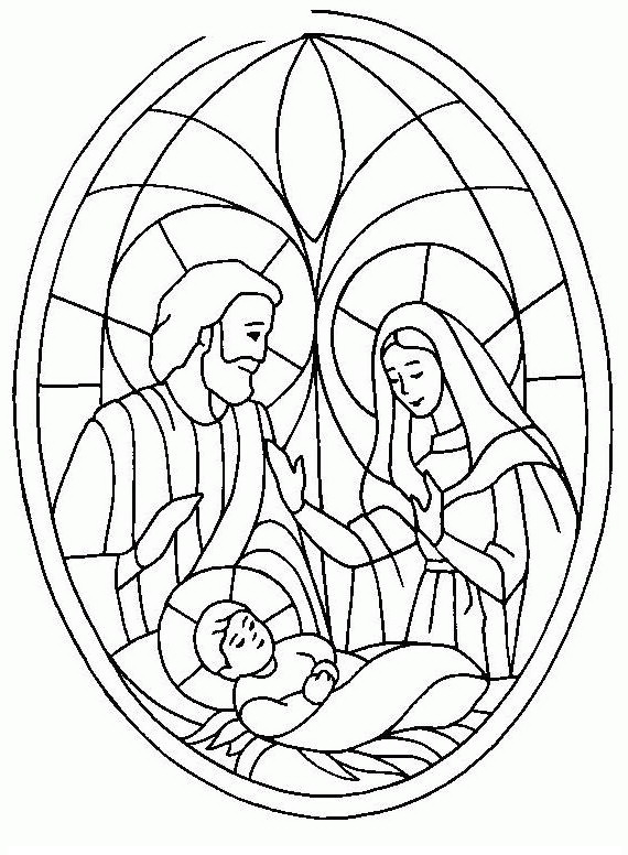 Maria Giuseppe e Gesù bambino da colorare