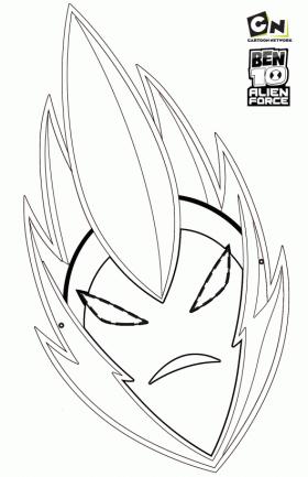 Maschera di Fangofiammante disegno da colorare Ben 10 Forza Aliena