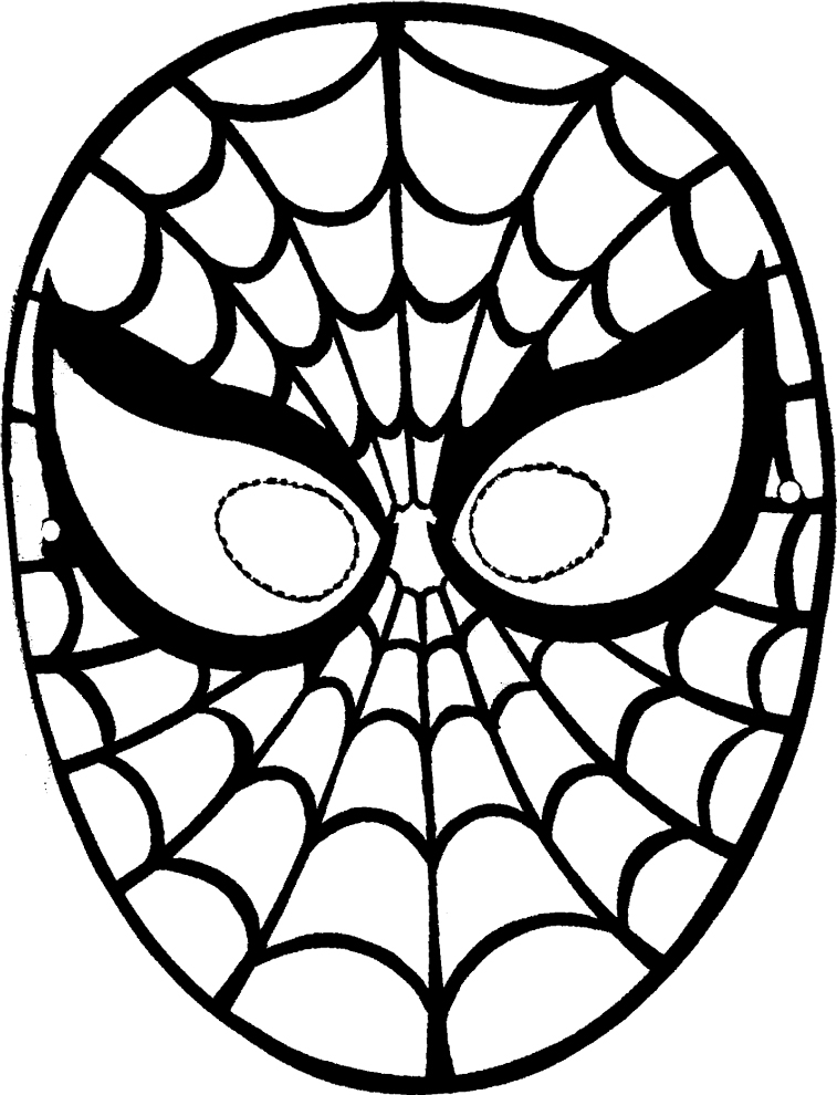 Maschera di Spiderman per il Carnevale da colorare per bambini