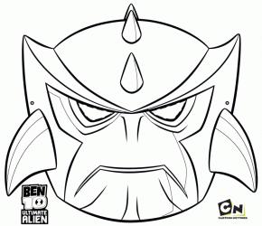 Maschera di Ultra omosauro Ben 10 Ultimate Alien da colorare