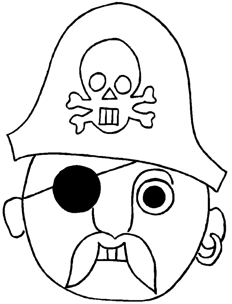 Maschera di bambino pirata per il Carnevale da colorare