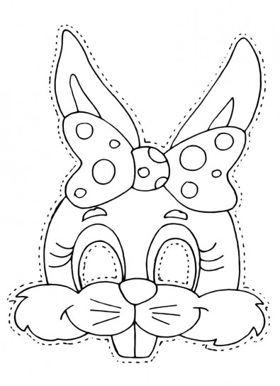 Maschera di coniglietta per il Carnevale da colorare per bambine