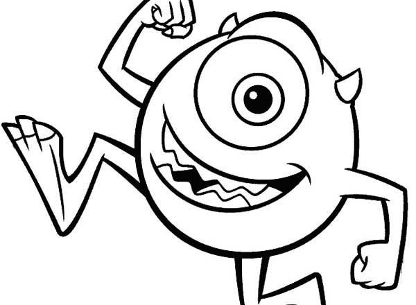 Mike che sorride personaggio Monsters University da colorare