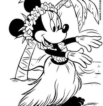 Minnie alle Hawaii disegno per bambini