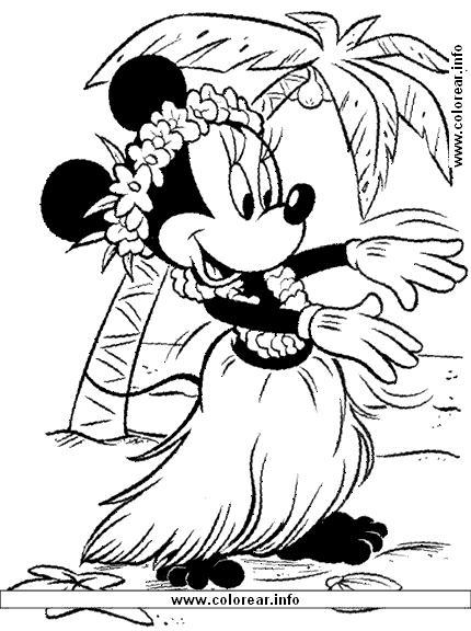 Minnie alle Hawaii disegno per bambini