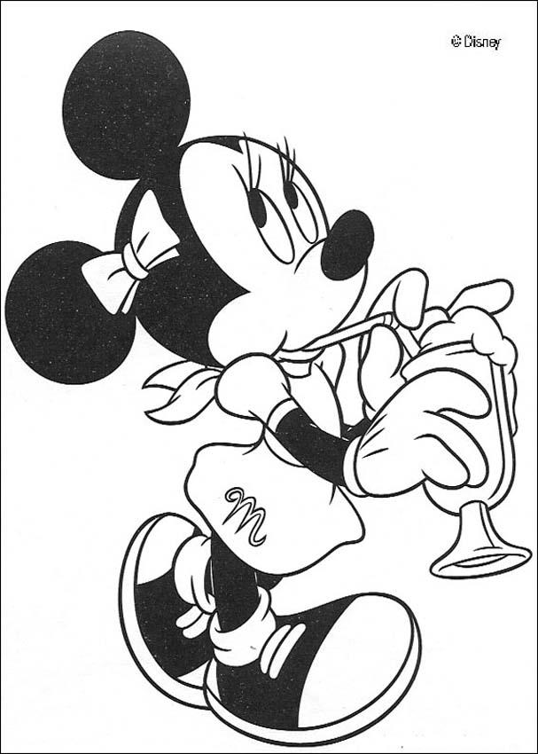 Minnie che beve un frullato disegno da colorare gratis