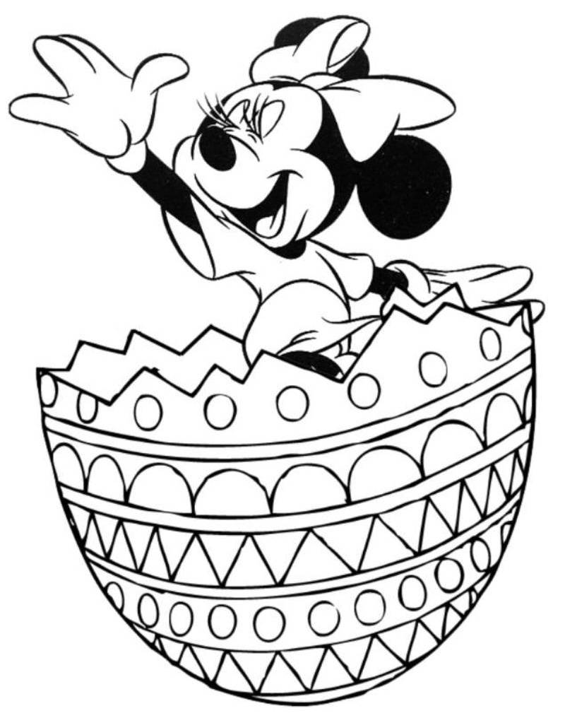 Minnie dentro l’ uovo di pasqua disegno da colorare