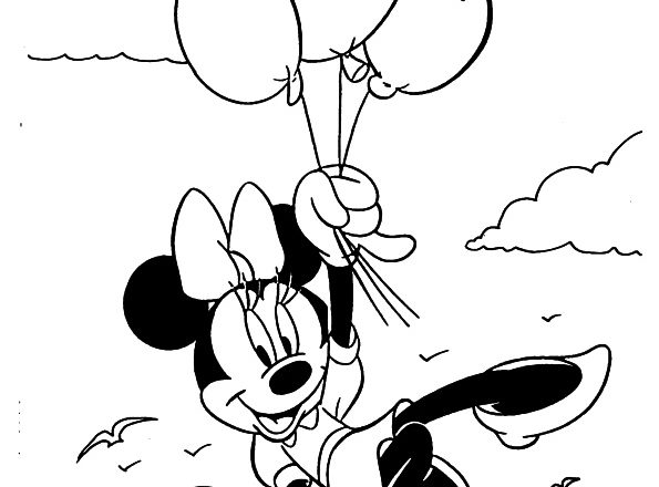 Minnie e i palloncini disegno da colorare