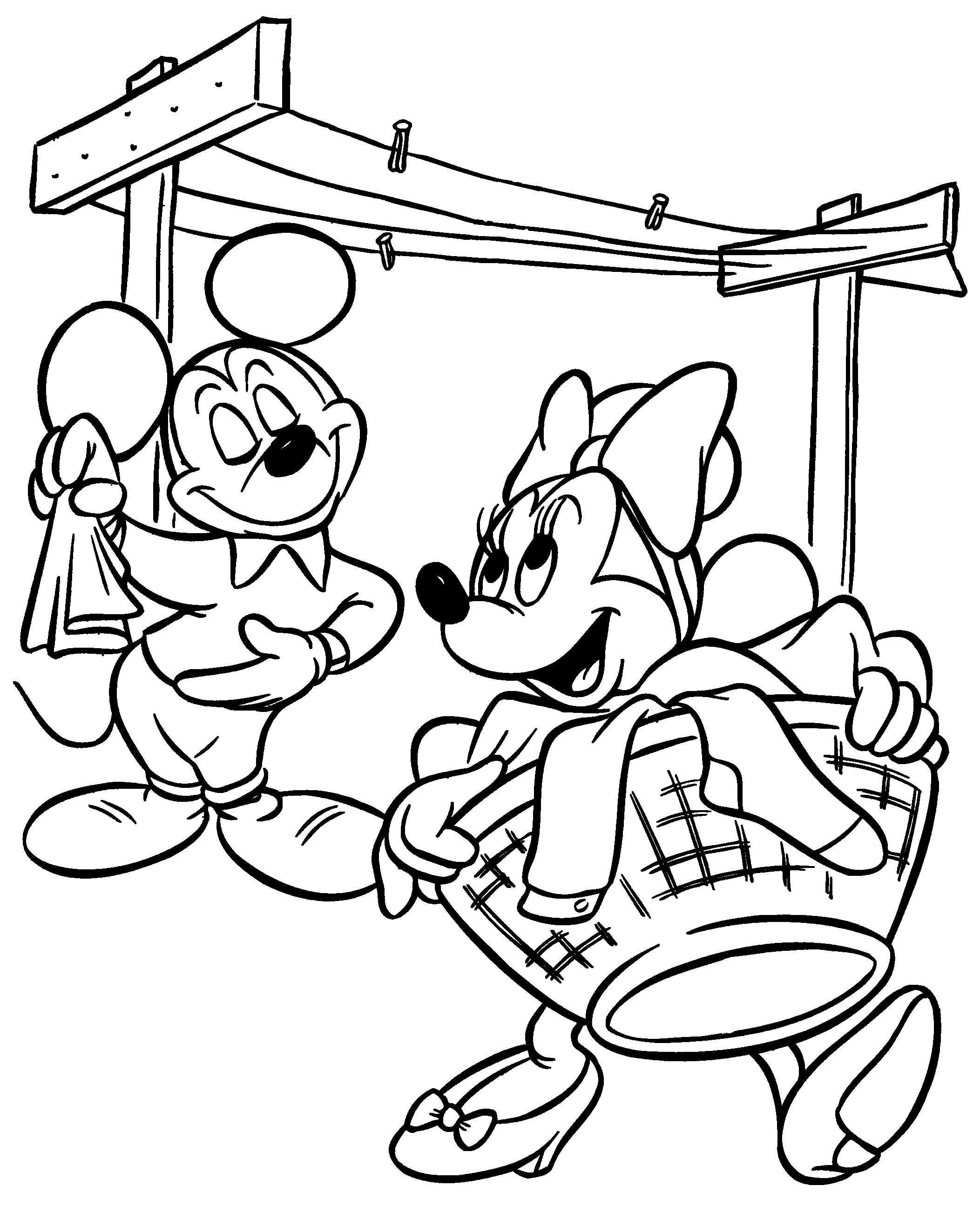 Minnie e il bucato disegno da colorare gratis