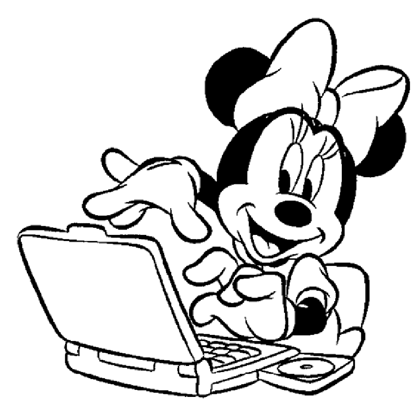 Minnie e il computer da colorare