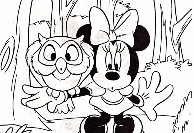 Minnie e il gufo disegno da colorare