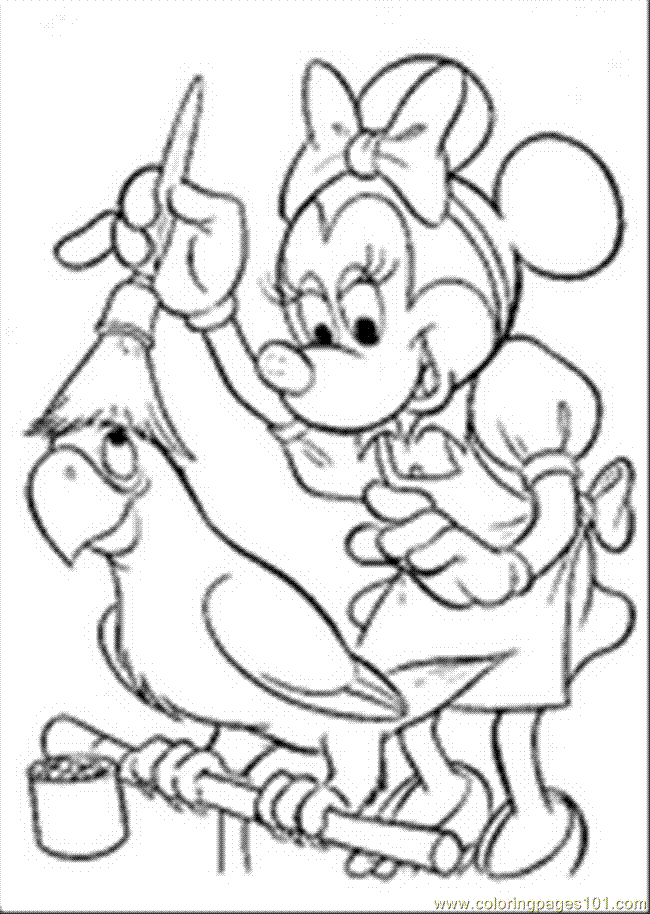 Minnie e il pappagallo disegno da colorare gratis