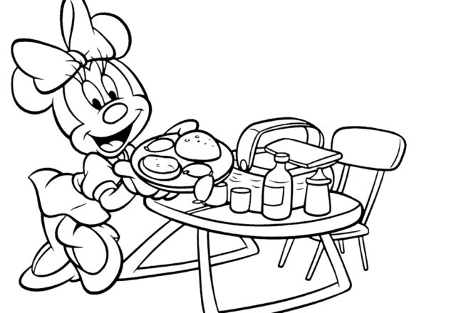 Minnie e il picnic disegno da colorare
