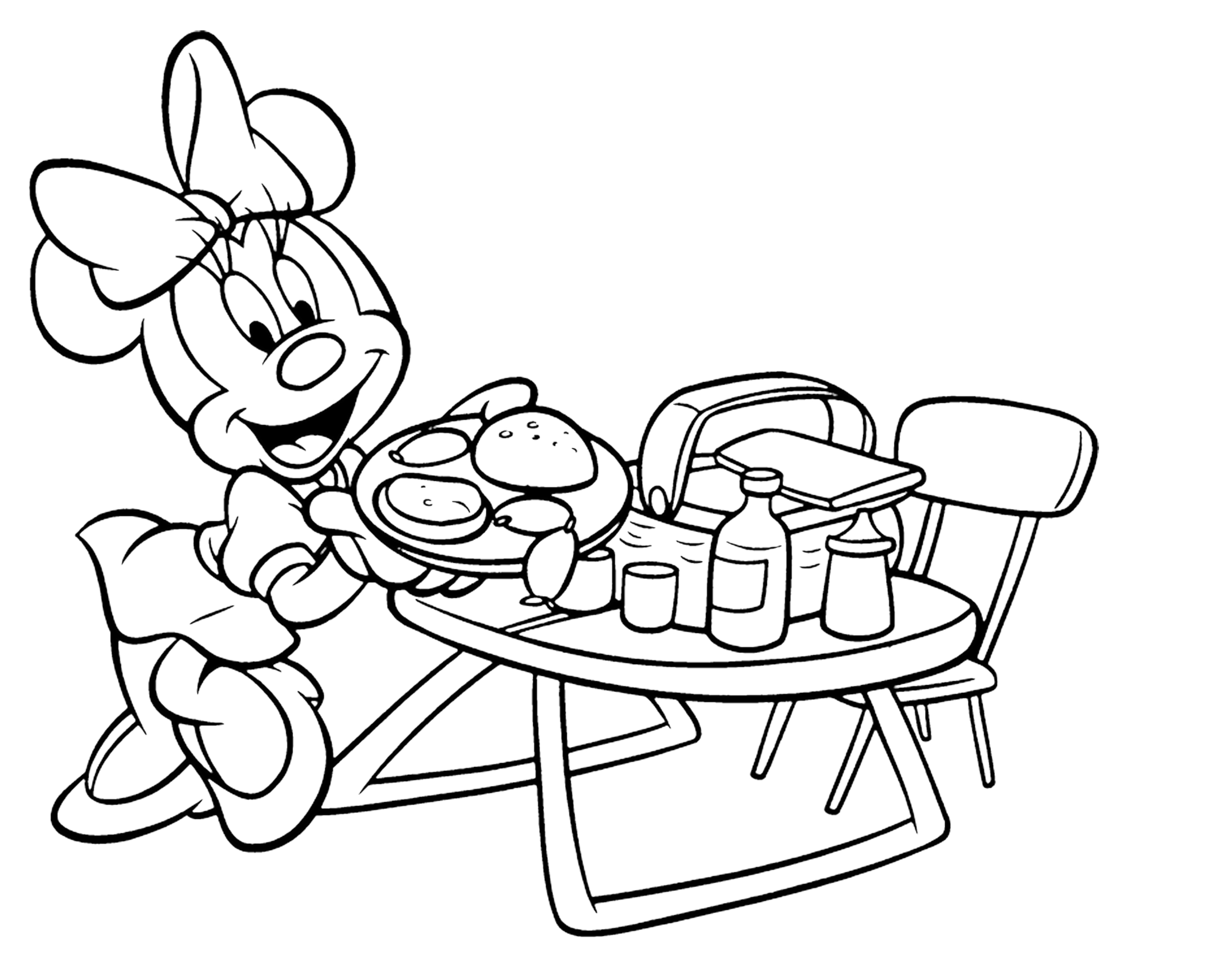 Minnie e il picnic disegno da colorare