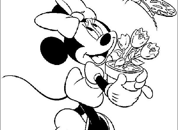 Minnie e il vaso di fiori tulipani disegni gratis
