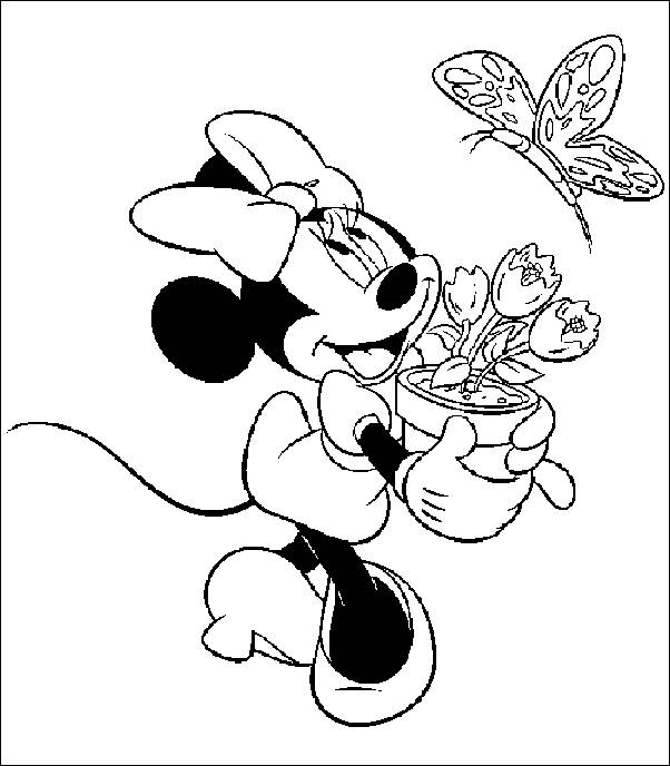 Minnie e il vaso di fiori tulipani disegni gratis