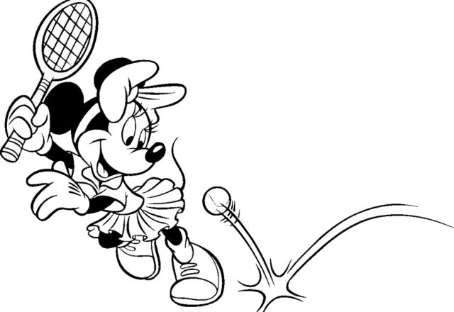 Minnie gioca a tennis disegno da colorare