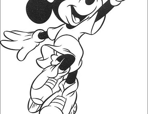 Minnie pattina con i rollerblade da colorare