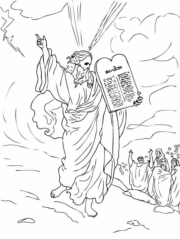 Mosè e i Dieci Comandamenti grande disegno da colorare per bambini