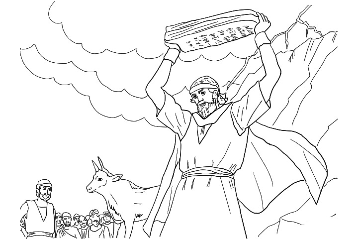 Mosè riceve i 10 Comandamenti sul Monte Sinai da colorare