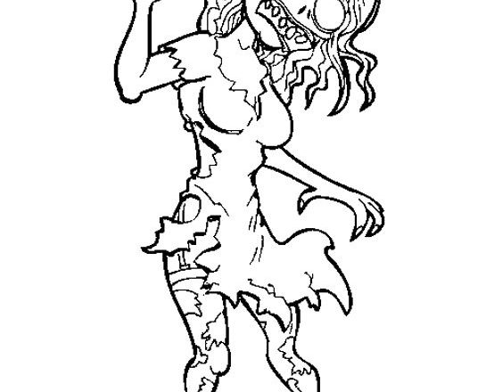 Mostro zombie donna disegno da colorare gratis