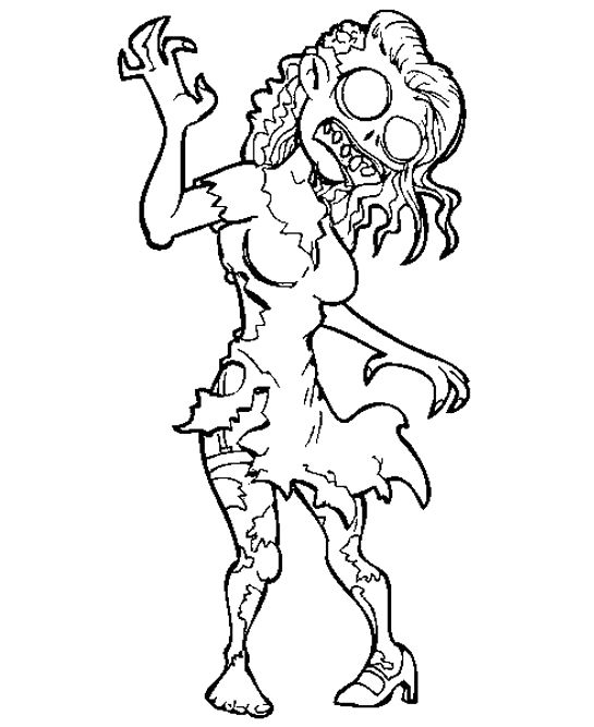 Mostro zombie donna disegno da colorare gratis