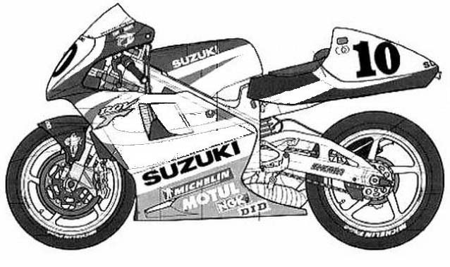 Moto da corsa Suzuki numero 10