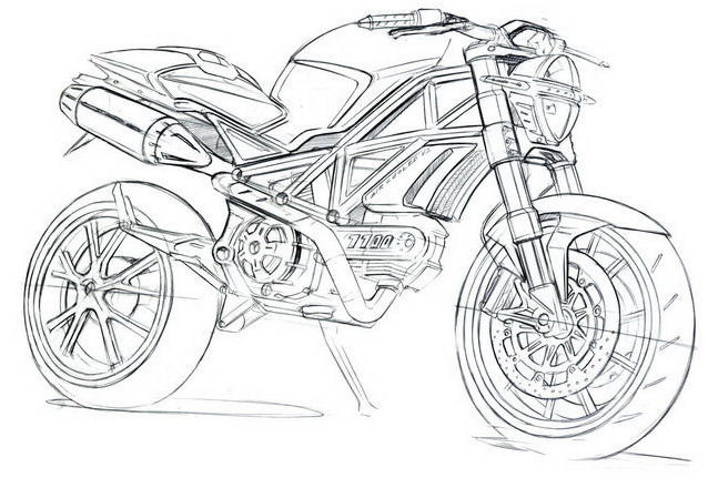 Moto modello Ducati 1100 disegni da colorare