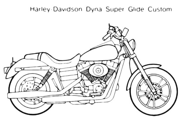 Moto motocicletta disegno da colorare Harley Dyna Super Glide