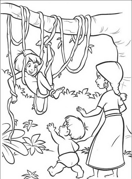 Mowgli che gioca disegni per bambini Mowgli e il libro della giungla