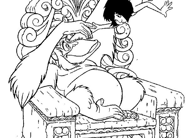 Mowgli e il Re Luigi disegni da colorare per bimbi