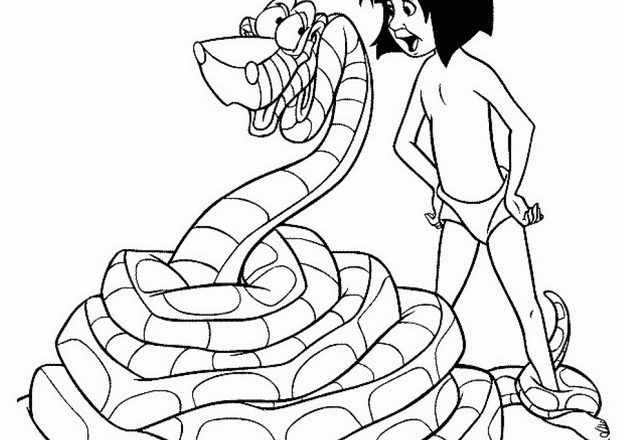 Mowgli e il Serpente Kaa da colorare gratis