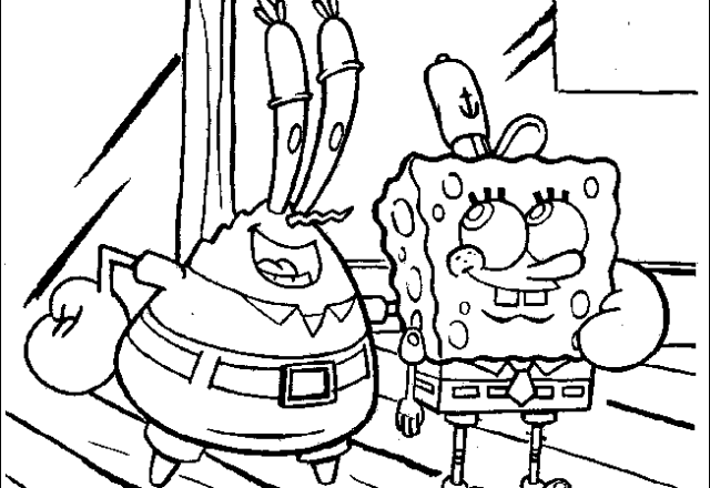Mr_ Krabs e Spongebob amici immagine da colorare gratis