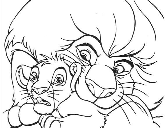 Mufasa e Simba 3 disegni da colorare gratis