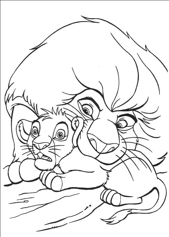 Mufasa e Simba 3 disegni da colorare gratis