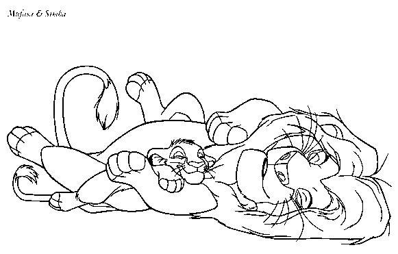 Mufasa e Simba che dormono disegni da colorare gratis