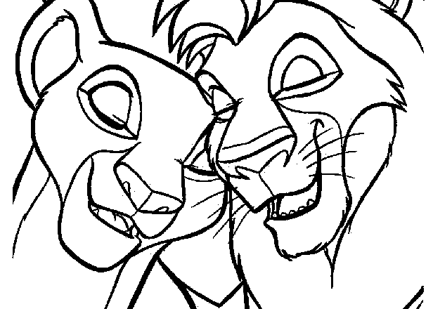 Nala e Simba innamorati disegni da colorare gratis
